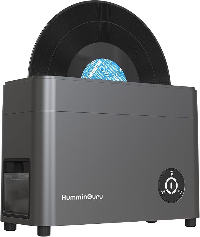 Ultrasonic Vinyl Record Cleaner- 40kHz Ultrasonic Vinyl Record Cleaning Machine with Auto Drying, Vinyl Record Cleaner Kit with Filters, 1Y Warranty (HG01 Dark Gray, 12 Inch)