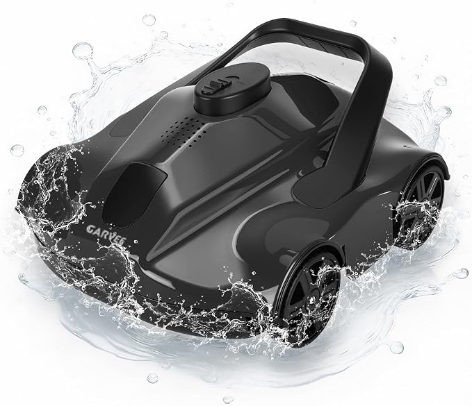 Garvee Cordless Robotic Pool Vacuum Cleaner with 130-Min Runtime, Self-Parking Technology for Above-Ground Pools up to 860 Sq.Ft, Efficient Filtration & Portable Design