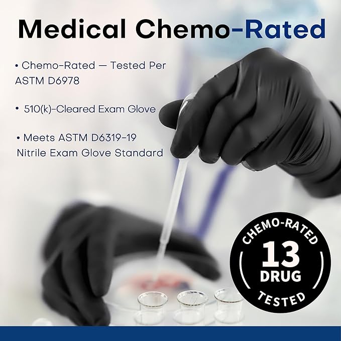 Supmedic Medical Soft Max™ Nitrile Exam Gloves, 1000Pcs Latex-Free Powder-Free Food Safe Clean Cooking Disposable Glove Black