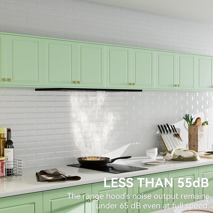 magicplux 30 Inch Built-in Range Hood,Dutched/Dutchless Convertable with 600CFM Suction,Vent Hood with Bright LED Light,3 Speed Fan,Black