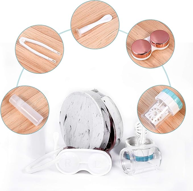 Lasiyanor Contact Lens Travel Kit with Cleaner Washer, Portable Contact Box with Mirror Tweezers Remover Tool Solution Bottle for Daily Outdoor