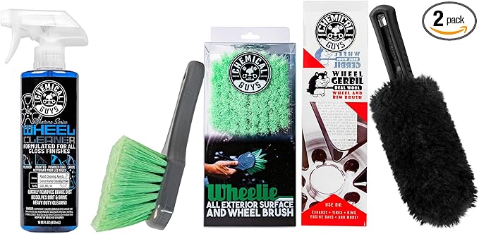 Chemical Guys CLD_203_16 Signature Series Wheel Cleaner For All Gloss Finishes 16 fl oz + Acc_B01 Gerbil Wheel and Rim Brush + ACCG08 Wheelie All Exterior Surface and Wheel Brush