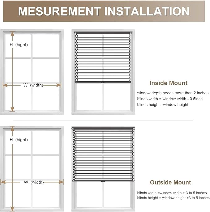 MYshade Cordless Blackout Cellular Shades, 1.5" Honeycomb Window Blinds for Bedroom & Nursery, Thermal Insulated, Noise Reducing, Privacy Shades, Inside or Outside Mount (39" W x 64" H, Light Brown)