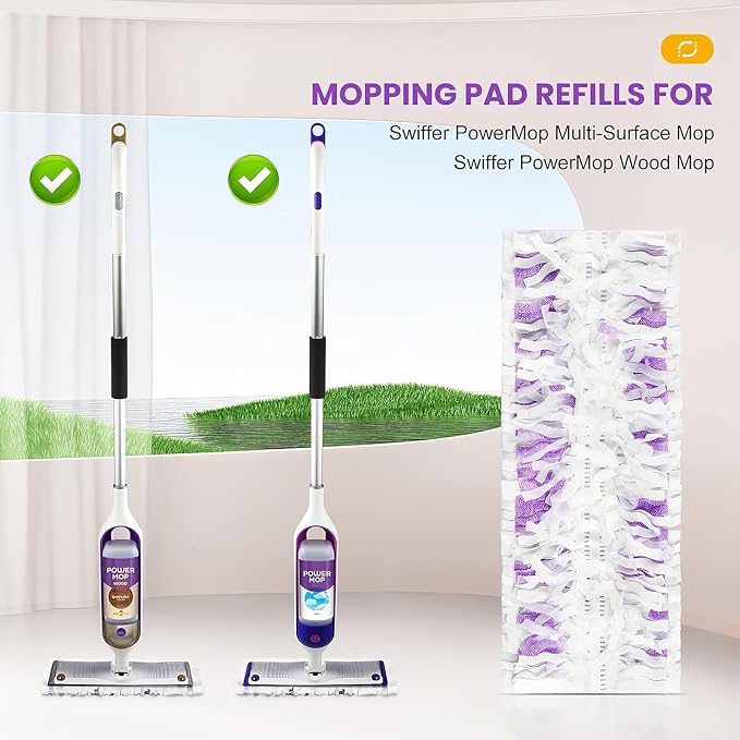 15 Count Pad Refills for Swiffer Power Mop Refill, Absorbent Floor Cleaning Pads for Hardwood, Tile, Laminate Floors