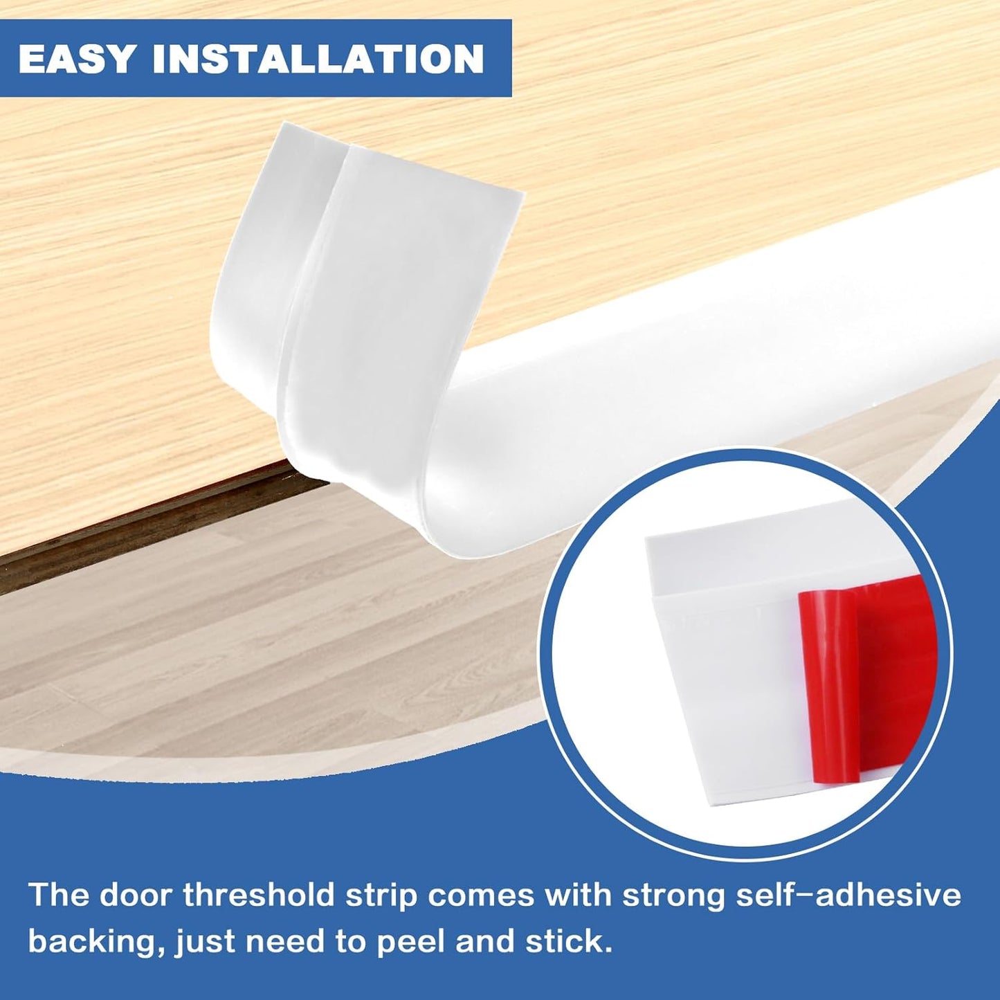Vinyl Door Threshold Flooring Transition Strip Self Adhesive Carpet Edging Strip for Laminate Doorway Edge Threshold from 1/5" to 2/5" (White, 3.3 Ft)