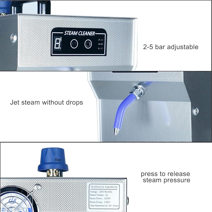 Jewelry Cleaner Machine for Silver & Gold Professional Steam Cleaner Machine 1200W 2L, Stainless Steel Jewelry Cleaner for Professional Tool Watch Glasses Retainer Denture Parts Cleaning