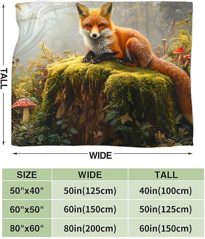 Tijuboni Fox Throw Blanket Fox Gifts for Girls Boys Women Men Kids Adults Soft Flannel Fleece Blanket for Couch Sofa Bed Home Decor 50"x60"