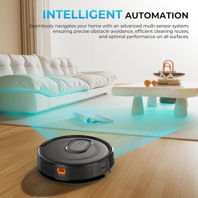Robot Vacuum and Mop Combo, 4200Pa Suction, 2 in 1 Mopping Cleaner, Black, App & Voice Control, Self-Charging, Obstacle Avoidance, Compatible with Alexa