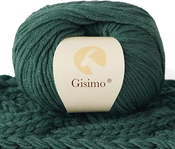 100% Merino Wool Yarn, 6-Ply Luxurious and Soft Yarn for Hand Knitting & Crocheting, 1.76 OZ/50g, 127 yds/116 Meters (Green, 1 Ball)