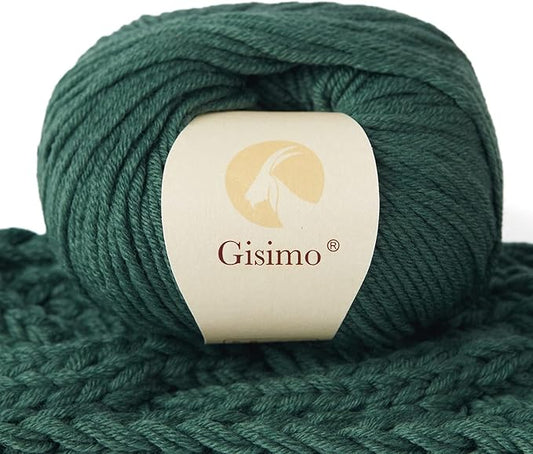 100% Merino Wool Yarn, 6-Ply Luxurious and Soft Yarn for Hand Knitting & Crocheting, 1.76 OZ/50g, 127 yds/116 Meters (Green, 1 Ball)