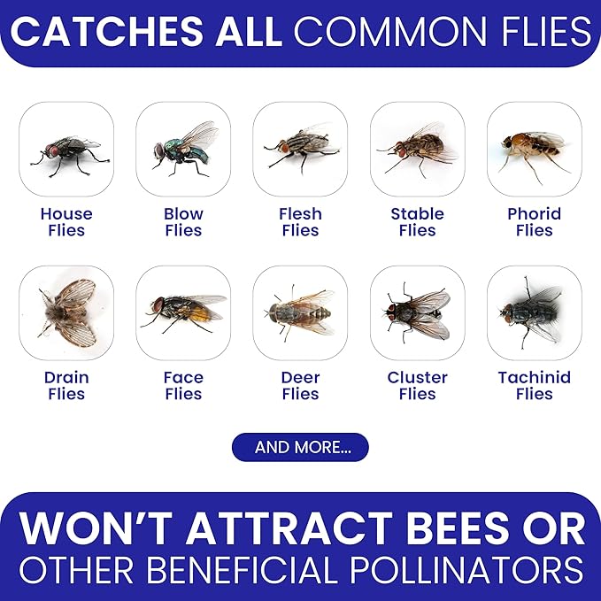 24 Sets of Fly Strips and 12 Sets of Disposable Outdoor Fly Trap Bundle