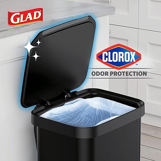Glad 13 Gallon All Stainless Steel Trash Can with Clorox Odor Protection