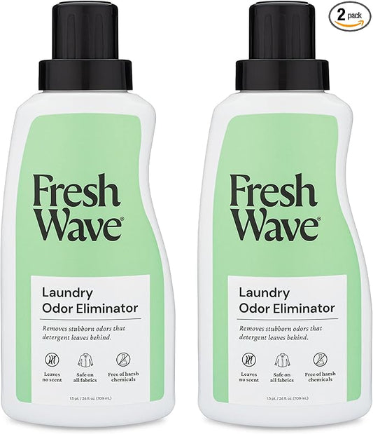 Fresh Wave Odor Removing Laundry Booster, 24 fl. Oz., Pack of 2 - Laundry Scent Booster, Safer Odor Relief, Natural Plant-Based Odor Eliminator, Pet Bedding, Activewear, Blankets & Fabrics