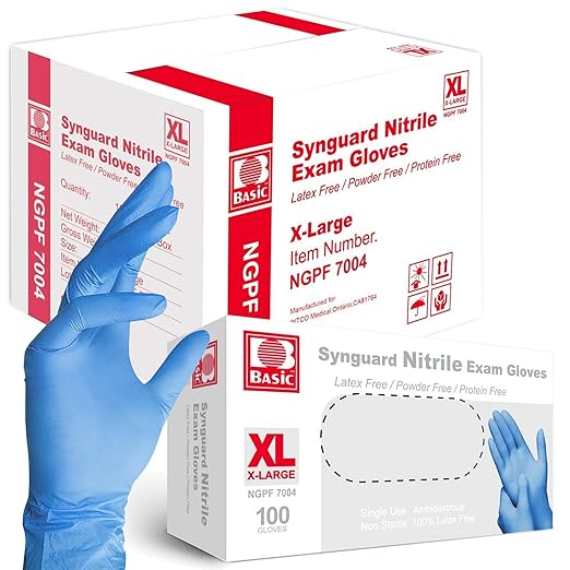 Jointown Basic Nitrile Exam Gloves, Medical Blue Gloves Disposable Latex Free Powder-Free For Exam, Food Prep, Cleaning, X-Large Case Of 1000, XL, NGPF7004