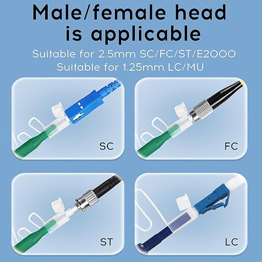 4pack Fiber Optic Cleaner Cleaning Pen Box Kit,FC SC ST LC 2.5/1.25mm Interface Fiber Optic Cleaner Tools,800+ Cleans,Optical Fiber Cable Connector Endface Optical Clean Tool Set