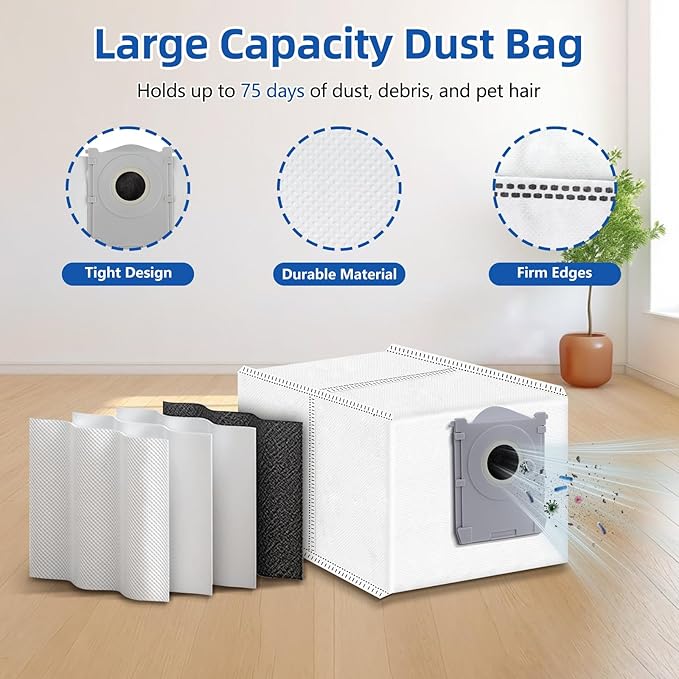 T90 PRO Omni Replacement Parts for ECOVACS DEEBOT T90 Omni / T90 PRO Omni Robot Vacuum, Include 1 Main Brush, 2 Mop, 4 Dust Bags, 4 Filters, 6 Side Brushes and 1 Screwdrivers,1 Clean Brush