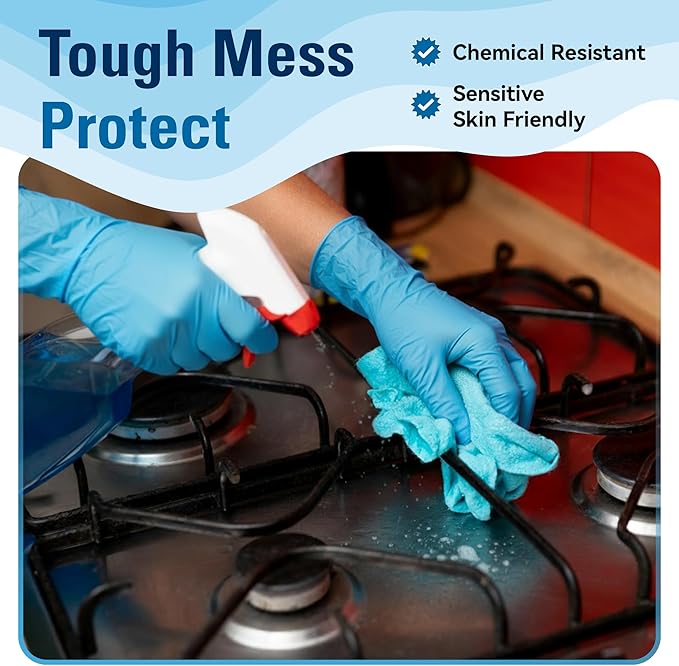 SWIFTLITE Food Safe Disposable Gloves, Blue Nitrile Rubber Gloves, Latex-Free Powder-Free for Food Prep, Cooking, Cleaning