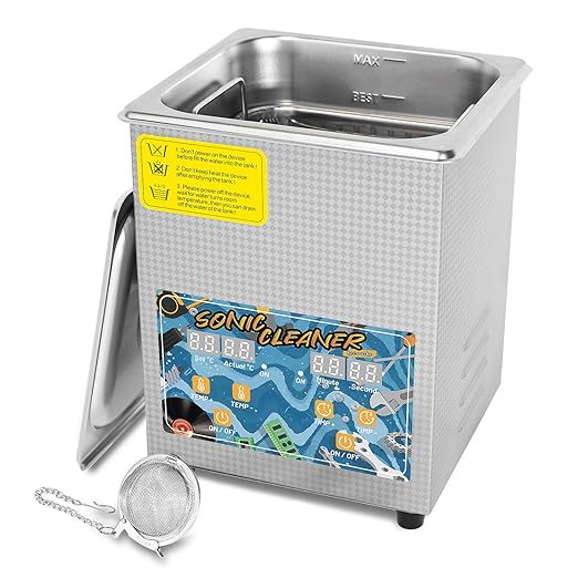 KECOOLKE 2.2 L Sonic Cleaner with Large Capacity with Heating and Time Setting 60 Watt Powerful Stainless Steel Professional Sonic Cleaner for Cleaning Tool Watch Glasses