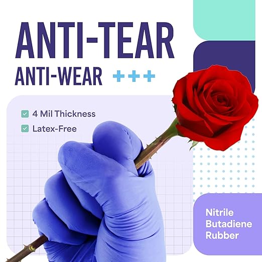 Medtecs Nitrile Gloves Disposable – Available in 200 & 2,000 pcs – Medical Grade, Chemo-Rated, 4 mil, Latex-Free, Powder-Free – Exam Gloves with Textured Fingertips – 200 pcs