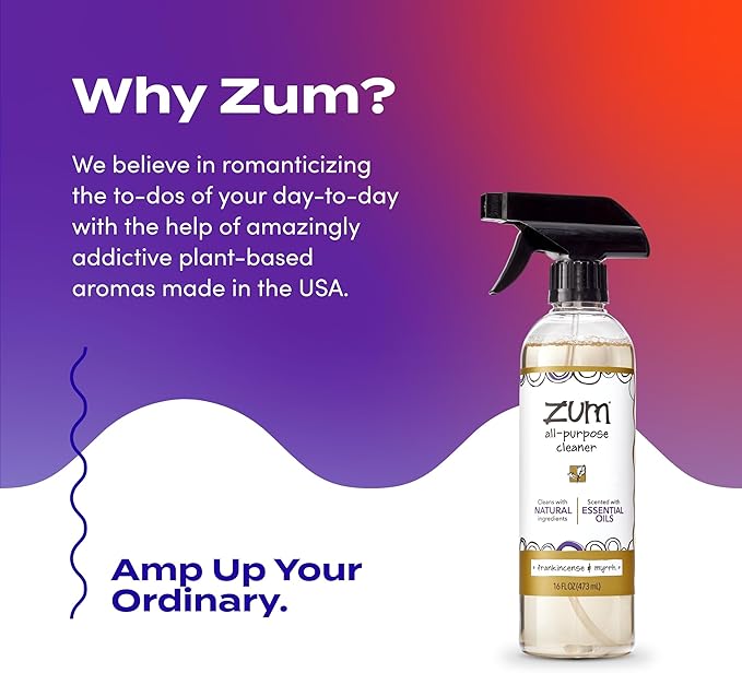 Zum by Indigo Wild All-Purpose Cleaner Variety Pack (Pack of 4) - Natural Multipurpose Cleaner - Includes Sea Salt, Frankincense & Myrrh, Sweet Orange, and Lavender, 16 fl each