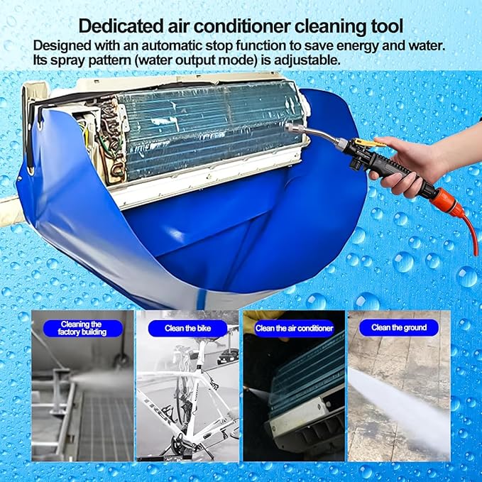 Ac Cleaning Bag with Wall Protection Cloth, 13Pcs Minisplit Cleaning Kit, Split Ac Cleaning Kit with Strong Washing Tool for Fast and Efficient Cleaning