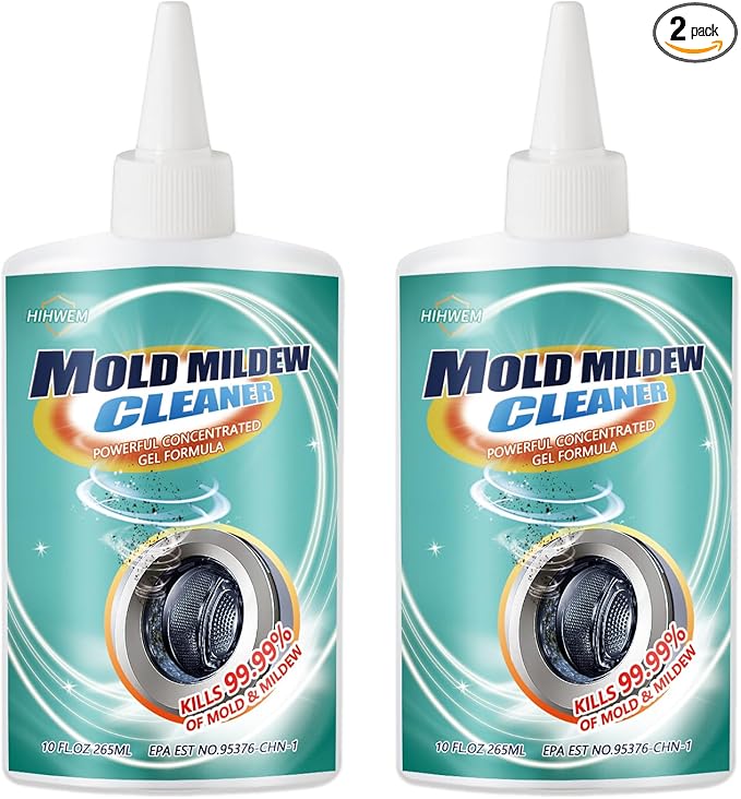 HIHWEM Mold Remover Gel,Household Mold Cleaner for Washing Machine,Refrigerator Strips,Grout Cleaner Best for Home Sink,Kitchen,Showers(2-Pack)