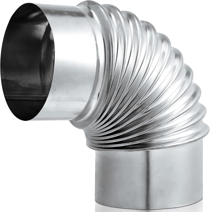 Hicarer 1 Pcs 4 Inch 90 Degree Galvanized Dryer Elbow Vent Tube Connector Adjustable Dryer Vent Elbow Connector for 4" HVAC Duct Pipe Hose Ductwork