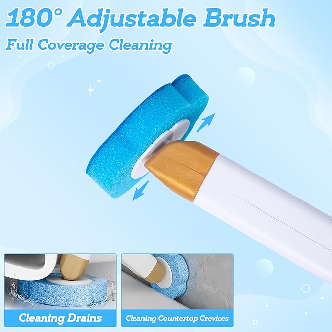 Disposable Toilet Cleaning Brush - Toilet Bowl Cleaner Wand and Holder Set with 60 Refills, Wall Mounted Clean Stick Brush Heads Kit with Handle for Bathroom Bathtub Cleaning System