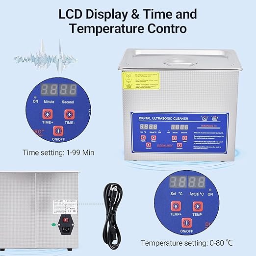 3.2L/0.85Gal Industrial Ultrasonic Cleaner 120W 40kHz - Heated Medical Sterilization Machine with Timer for Dental Tools, Carburetors, Jewelry & Auto Parts