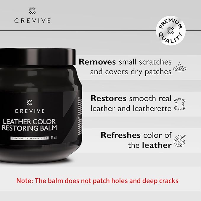 Leather Recoloring Balm Black 10 oz - Leather Color Restorer - Leather Restorer for Couches - Leather Balm Black