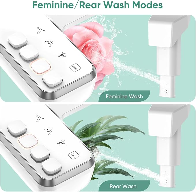 Bidet Attachment for Toilet, Non-Electric Cold Water Bidet Toilet Seat Attachment with Pressure Controls, Self-Cleaning, for Frontal & Rear Wash, White