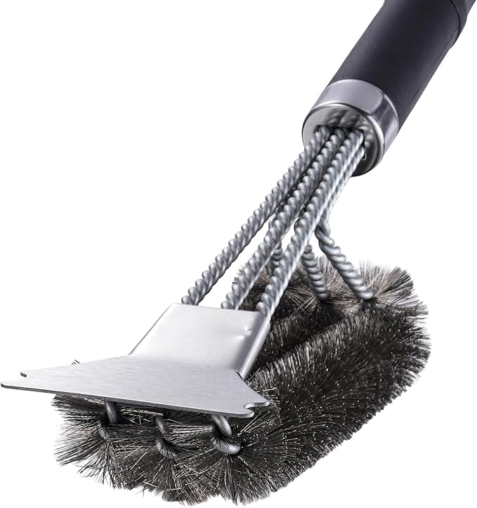 LAUDLIFE Propane Gas Grill & Griddle Brush, Detachable Handle Grill Brush with 2 Replaceable Heads - Bristle Free Steam Cleaning for Cast Iron, Stainless Steel Grates - Heavy Duty BBQ Cleaner Tool