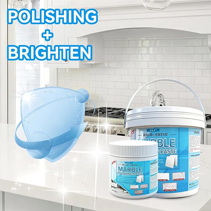 Marble Polishing Paste, Granite Cleaner Countertop, Stone Etch Remover - Professional Polish Compound for Granite, Marble, Quartz & Natural Stone | New Polishing Upgrade, Easier to Use