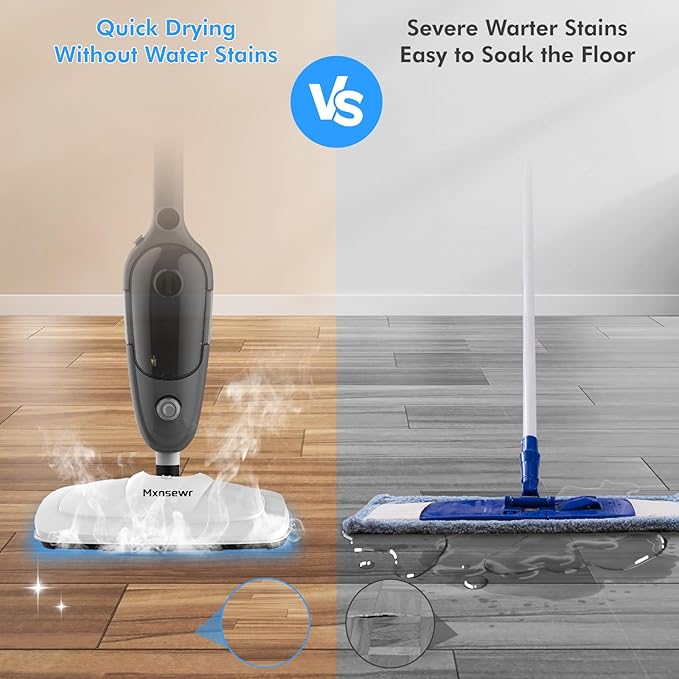 Steam Mop - All-in-one Powerful Handheld Steam Cleaner Detachable Floor Steamer with 11 Accessories, MultiPurpose Steamer for Hardwood Floors, Clothes,Windows,Tiles,Carpet, Whole Home Use(Grey）