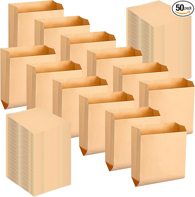 Waxed Kraft Feminine Hygiene Liner Bag, Business Restroom Bathroom Personal Dispensers 7.5 x 10" Waste Receptacle Paper Liners, Sanitary Napkin Disposal Bags, Kraft Bag (50 Pcs)