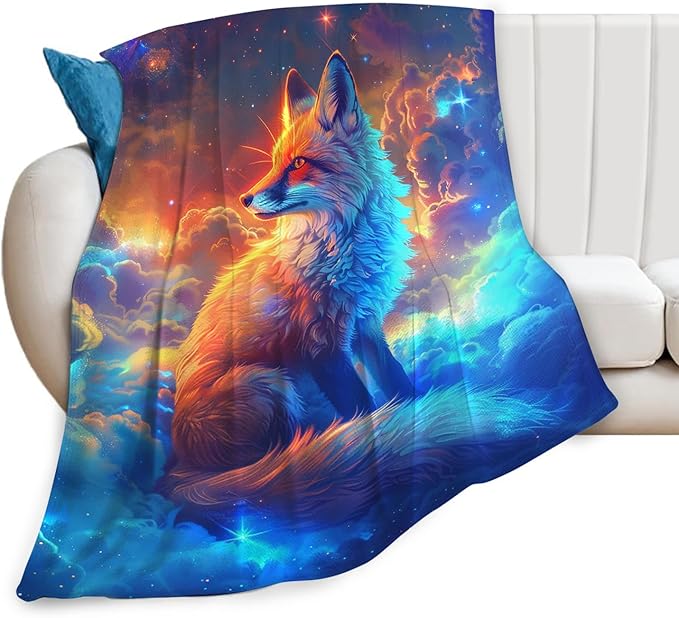 Tijuboni Fox Throw Blanket Fox Gifts for Girls Boys Women Men Kids Adults Soft Flannel Fleece Blanket for Couch Sofa Bed Home Decor 60"x80"