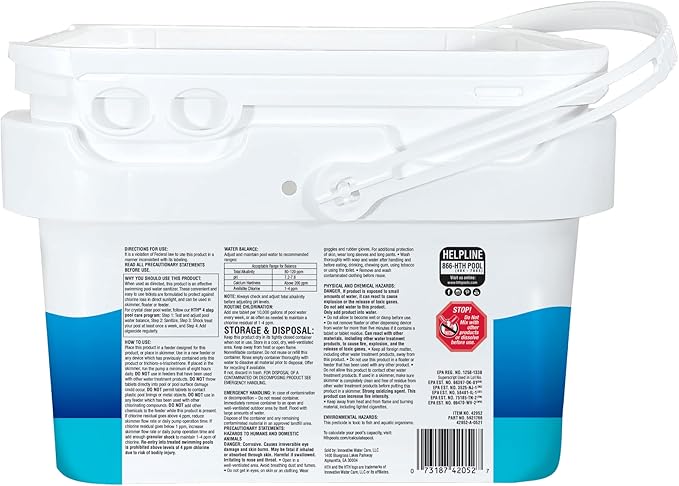 HTH 42052 Swimming Pool Care 3" Chlorine Tabs Advanced, Swimming Pool Chlorinating Sanitizer, 5lb