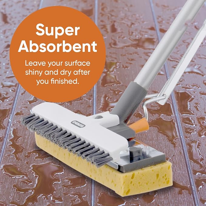 Superio Sponge Mop, Butterfly Squeeze Mop for Tile, Laminate, Bathroom, Kitchen, Garage Floors Commercial/Industrial (Full Mop)