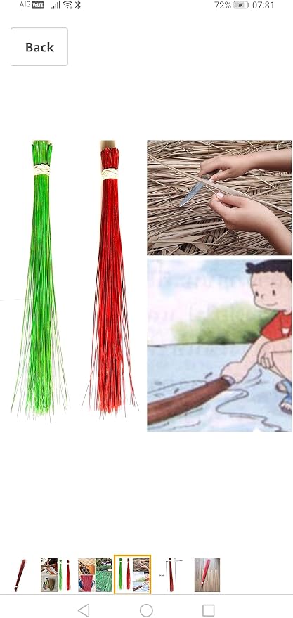 1 Piece of 32 inch Multi-Surface Sturdy Outdoor Authentic Coconut Leaf Broom Asian Thai Heavy Duty Broom (Green)