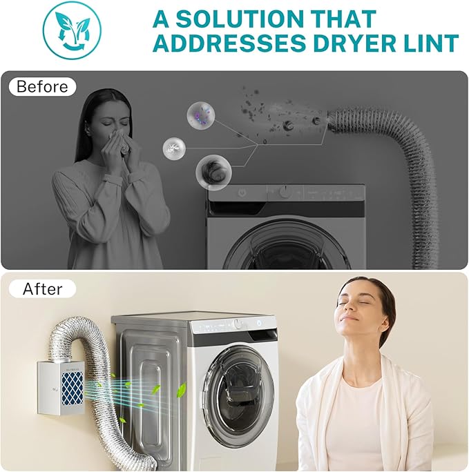Metal Dryer Vent Box, HG Power Indoor Dryer Vent, Safety Vent Flap, Dryer Lint Trap, Indoor Dryer Vent Kit for Electric Dryer, Space Saver Dryer Vent Kit with Polyester Filters, Dryer Vent Hose