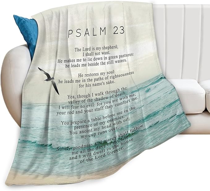 Tijuboni Psalm 23 Throw Blanket Christian Religious Gifts for Women Men Girls Boys Kids Adults Soft Flannel Fleece Blanket for Couch Sofa Bed Home Decor 60"x80"