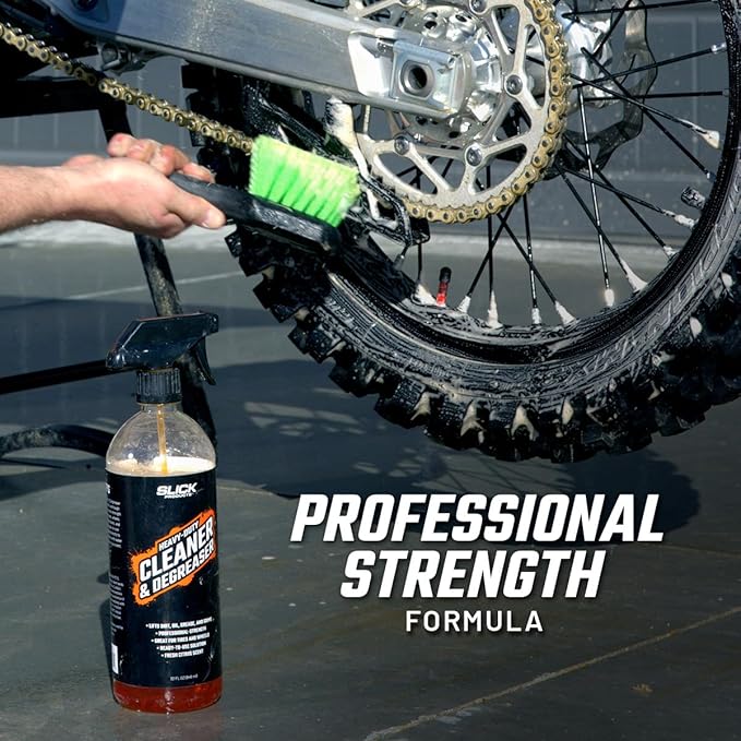 Slick Products Heavy-Duty Cleaner & Degreaser – Professional Strength Citrus Formula for Tires, Wheels, Engines, Chains & Tough Grime – Ready to Use or Dilute, 16 oz