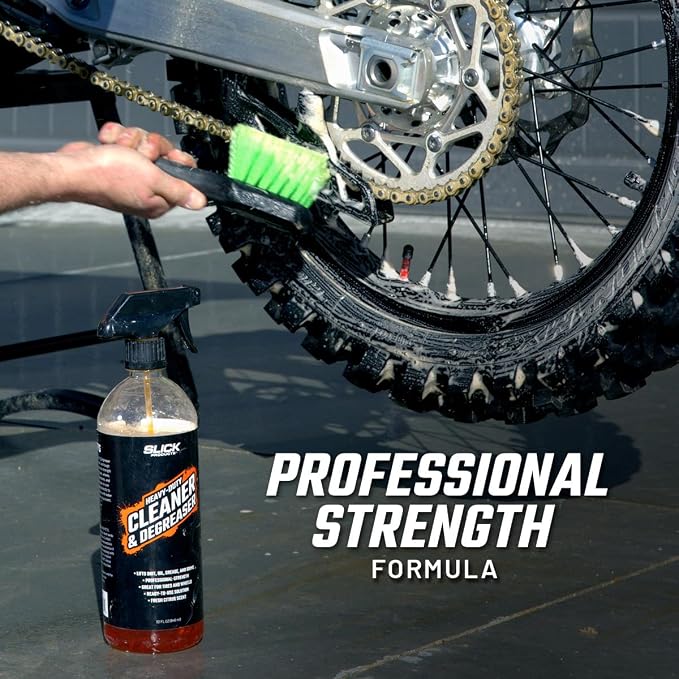 Slick Products Heavy-Duty Cleaner & Degreaser – Professional Strength Citrus Formula for Tires, Wheels, Engines, Chains & Tough Grime – Ready to Use or Dilute, 64 oz