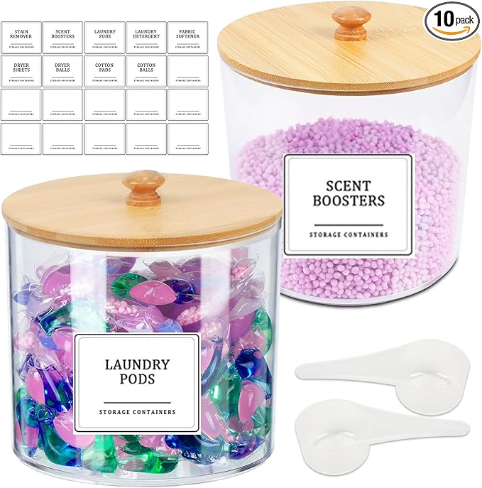 Liquid Laundry Detergent Dispenser Set, Laundry Room Organization Laundry Pods Container (2*Pods Containers)