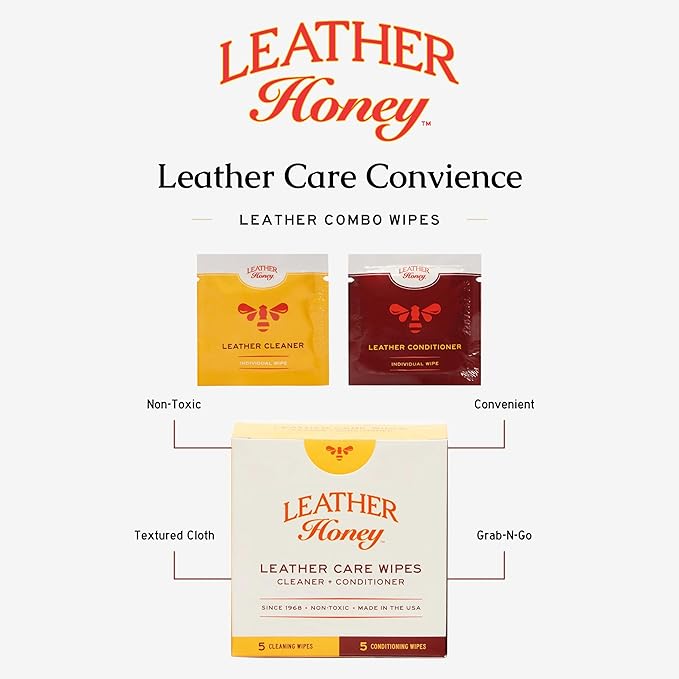 Leather Honey Combo Wipes with Conditioner and Cleaner Wipes