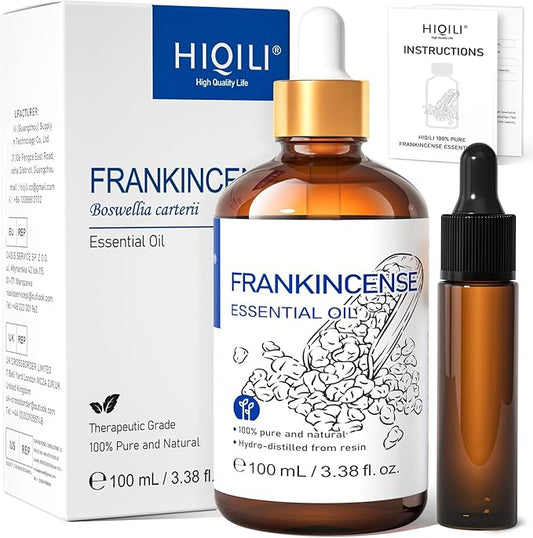 HIQILI 100ML Frankincense Essential Oil, for Massage, 100% Pure and Natural 3.38 Fl Oz