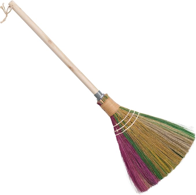Vietnamese Colorful Straw Soft Broom, Natural Whisk Broom Sweeping Broom, Broom for Cleaning, Decorations Item Indoor Outdoor, Wedding Broom with 29.52" Length