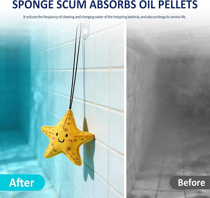2 Pack Hot Tub Scum Absorber, Upgrade Reusable Starfish and Squid Hot Tub Absorber Accessories Sponge for Spa & Pool Cleaner, Hot Tub Oil Absorbing Keeps Water Clean