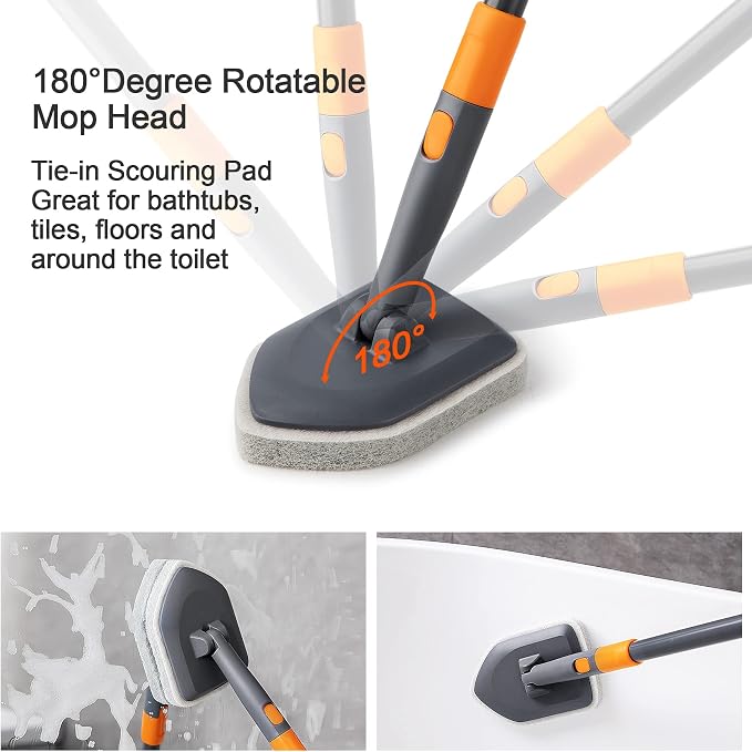 CLEANHOME Scrub Brush with 56” Long Handle, Multifunctional Tile and Tub Scrubber for Shower,Kitchen, Car Cleaning
