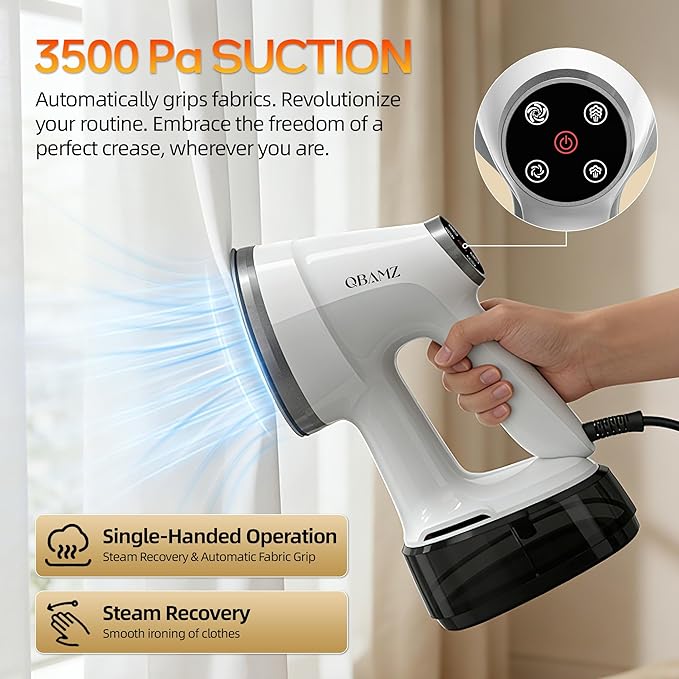 Vacuum Steamer for Clothes, 3500Pa Powerful Suction Handheld Garment Steamer with 400ml Large Tank, Steaming & Ironing 2-in-1 Clothing Steamer with Adjustable Suction & Auto Shut-Off for Home & Travel